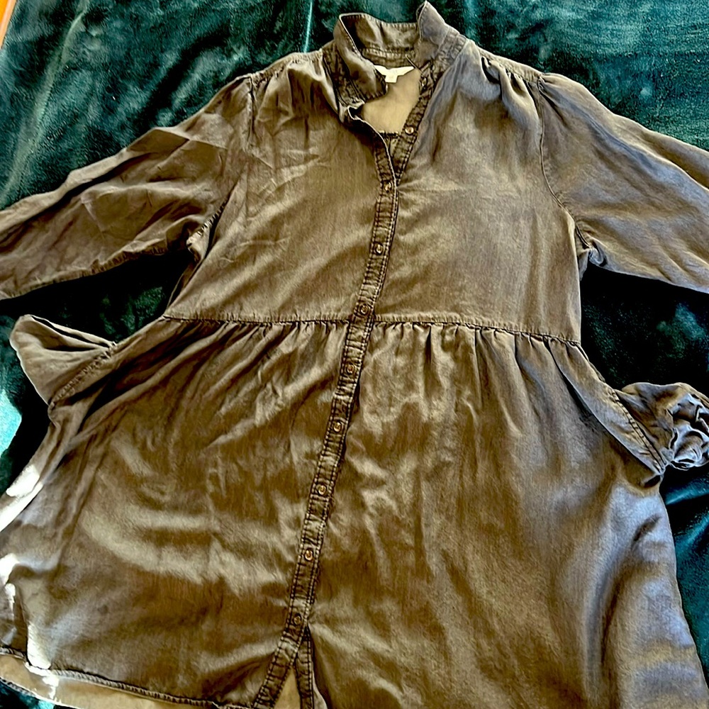 Time and Tru, gray, button up dress with pockets-XXXL/22 fits like a 16-18